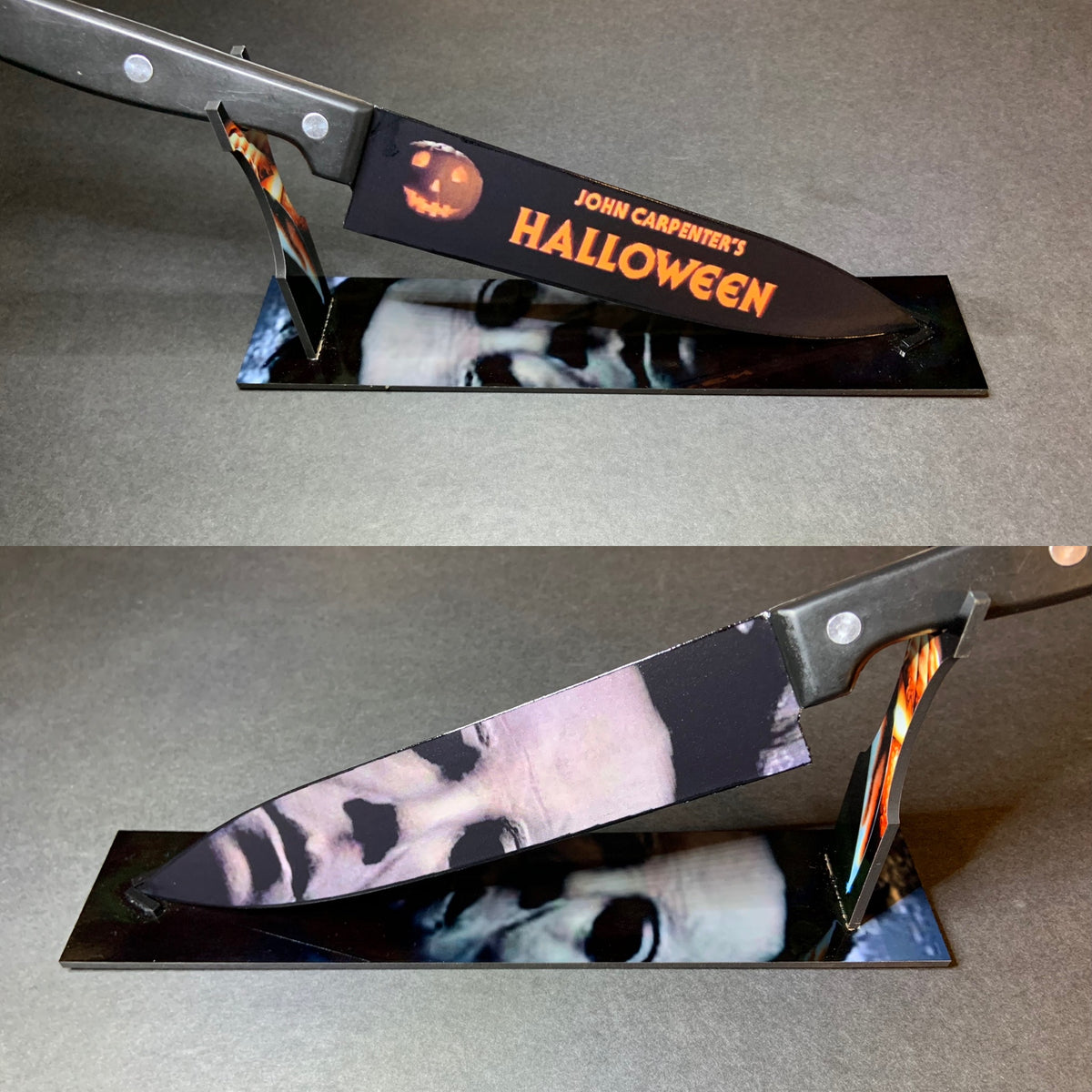 Halloween 1978 Myers Knife With Sublimated Stand – Dead Dave Designs