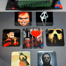 Load image into Gallery viewer, I Love Horror Movies Icons Sublimated Coasters 6 Pack (Cork)
