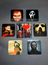 Load image into Gallery viewer, I Love Horror Movies Icons Sublimated Coasters 6 Pack (Cork)