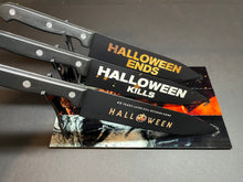 Load image into Gallery viewer, Halloween Trilogy 3 Knife Set With Sublimated Stands