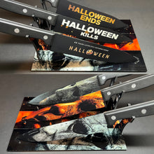 Load image into Gallery viewer, Halloween Trilogy 3 Knife Set With Sublimated Stands