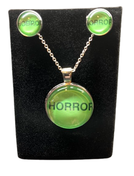 Horror Label Necklace & Earrings Set