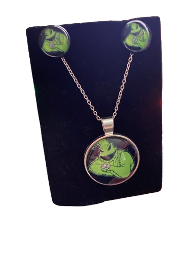 Oogie Boogie Nightmare Before Christmas Necklace & Earrings Set