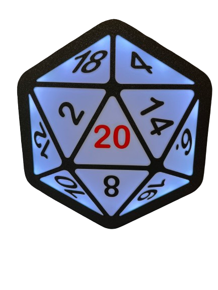 Dungeons and Dragons D20 3D Printed Night Light Wall Light