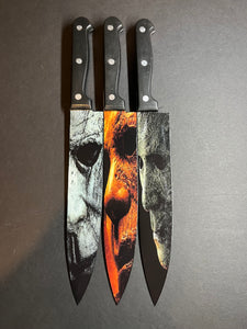 Halloween Trilogy 3 Knife Set With Sublimated Stands