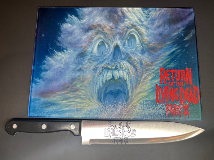 Return Of The Living Dead Part 2 Sublimated Glass Cutting Board With  Matching Knife
