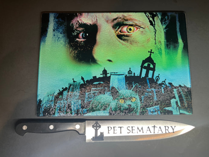Pet Sematary 1989 Sublimated Glass Cutting Board With Matching Knife