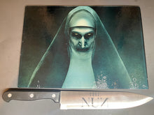 Load image into Gallery viewer, The Nun 2018 Sublimated Glass Cutting Board With Matching Knife
