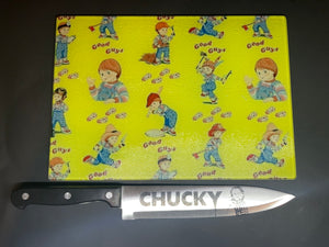 Chucky Sublimated Glass Cutting Board With/Without Matching Knife