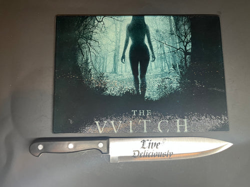 The Witch 2015 Sublimated Glass Cutting Board With Matching Knife