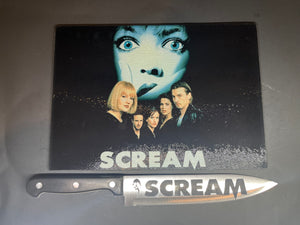 Scream 1996 Sublimated Glass Cutting Board With Matching Knife