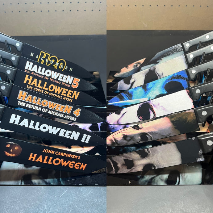 Halloween Michael Myers 6 Knife Set With Sublimated Stands