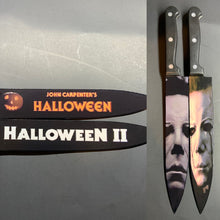 Load image into Gallery viewer, Halloween 1 &amp; 2 Knife Set With Sublimated Stands