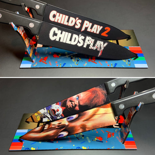 Childs Play 1 & 2 Knife Set With Sublimated Stands