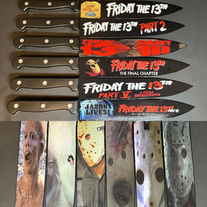 Jason Friday the 13th 1-6 Knife Set With Sublimated Stands